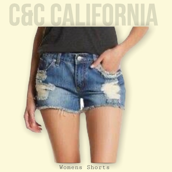 C&C California Pants - C&C California distressed jean shorts​​​​​​​​